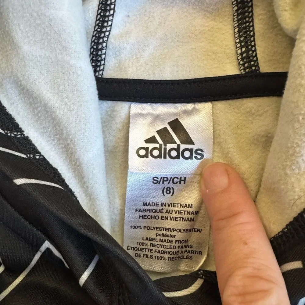 adidas Boys Outline Badge of Sport Hooded Tee - Size Small (8)